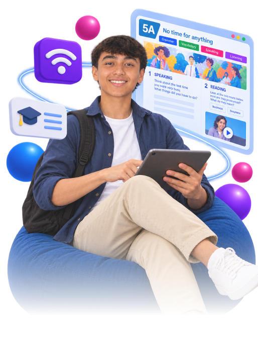 Estudiante en clase de inglés online en vivo con Oxford Centre