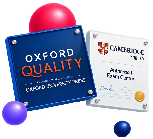 Sello Oxford Quality y placa de Cambridge English Authorised Exam Centre